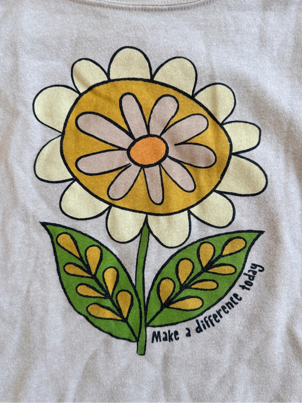 Natural Life Floral Graphic Fleece Crewneck Sweatshirt Small Beige - Picture 6 of 9